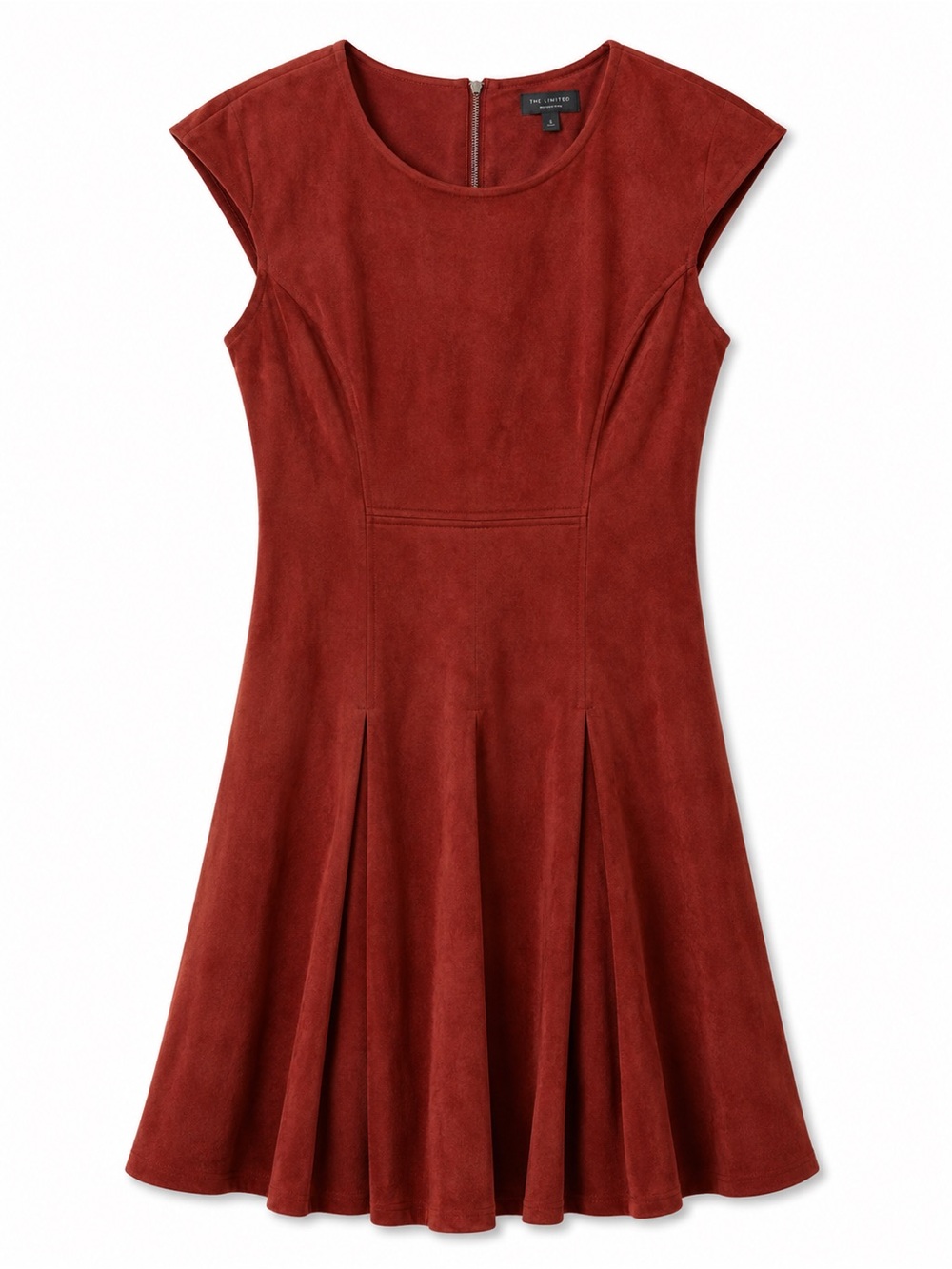 The Limited Rust Faux Suede Fit & Flare Dress Size Small Cap Sleeve
